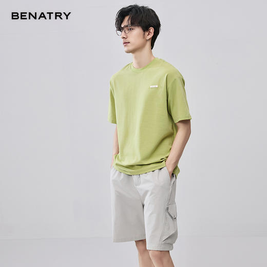 贝纳川特殊面料定制小标款圆领短袖T恤ECF214008 商品图2