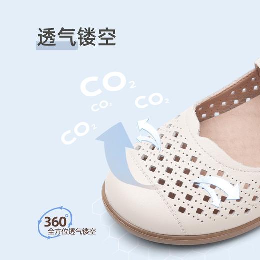 信诺妈妈凉鞋镂空透气洞洞鞋2025夏季新款舒适软底真皮平底老人鞋5C9811-033 商品图3
