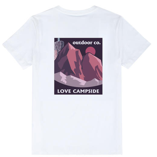 自由基地夏季新品山峰广州塔创意露营风印花图案合体版型短袖t恤 NMT-2226 商品图5