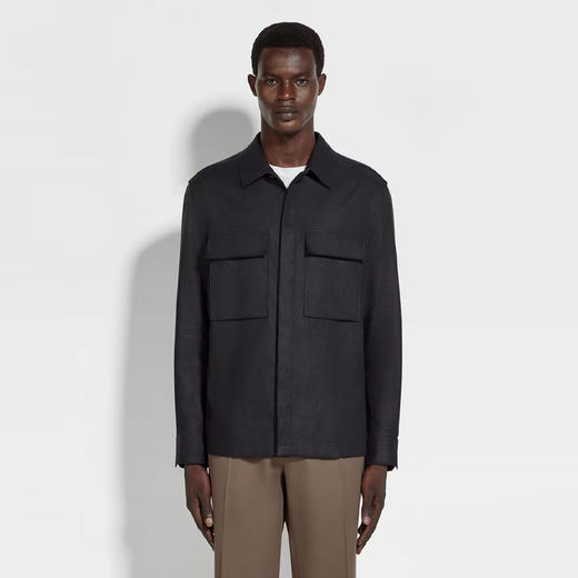 ZEGNA 杰尼亚 男士 Oasi Lino 亚麻外套衬衫 藏蓝色 UFV60A9 SOT10B B09 商品图1