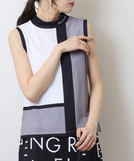 CECIL MCBEE 高尔夫 女士 彩色块撞色拼接无袖小高领T恤 商品图7
