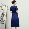 TC 54802新中式国风连衣裙遮肚显瘦提花缎面系带裙 商品缩略图3