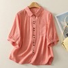 雀说纯色五分袖衬衫女棉质开衫上衣9050 商品缩略图1