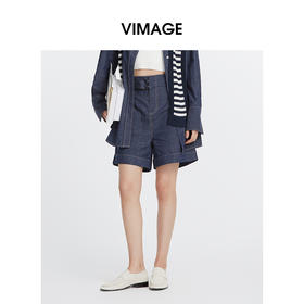 VIMAGE纬漫纪春季新款高腰显瘦休闲短裤女V2105725