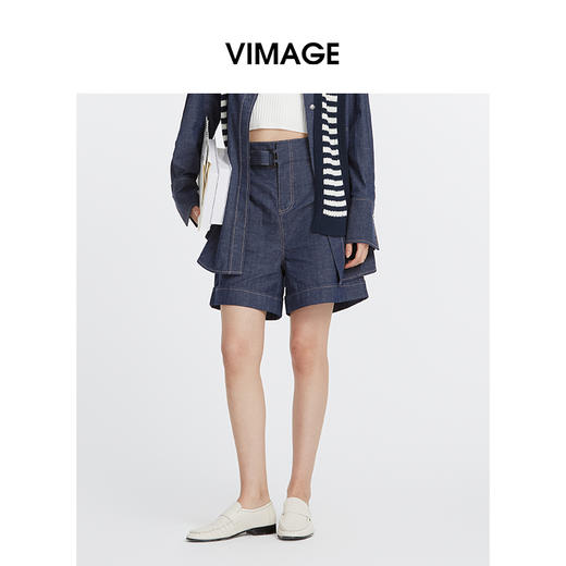 VIMAGE纬漫纪春季新款高腰显瘦休闲短裤女V2105725 商品图0