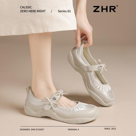 ZHR则则运动玛丽珍鞋2025新款蝴蝶结女鞋银色芭蕾鞋法式浅口单鞋 商品图7