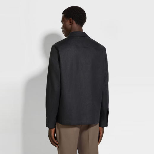 ZEGNA 杰尼亚 男士 Oasi Lino 亚麻外套衬衫 藏蓝色 UFV60A9 SOT10B B09 商品图2