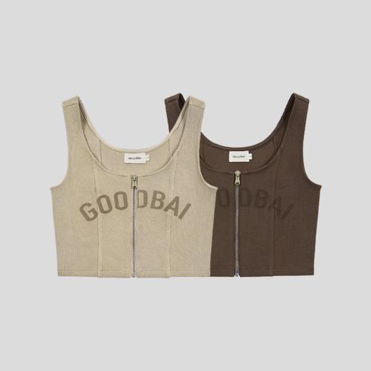 GOODBAI logo印花拉链宽肩带紧身马甲 商品图1