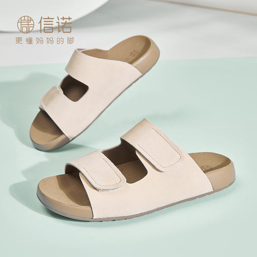 妈妈鞋2025新款夏季软底中年单鞋一脚蹬小皮鞋凉鞋女 商品图1