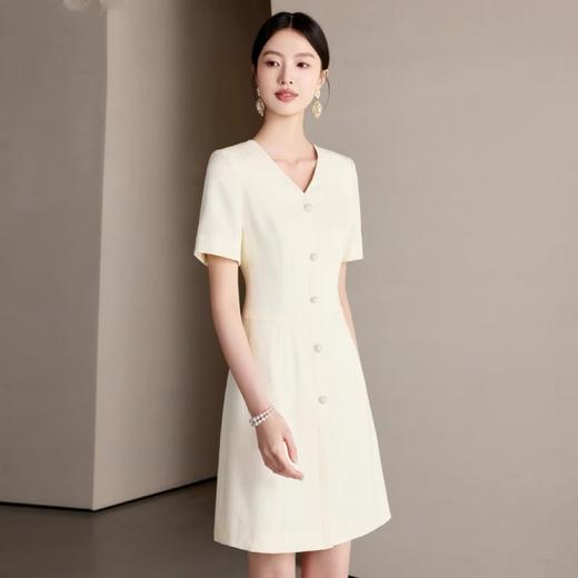IWY/米色连衣裙女简约高级感气质显瘦裙子重要场合职业连身裙夏25Q751 商品图4