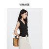 VIMAGE纬漫纪时尚通勤抽褶收腰V领显瘦马甲无袖上衣夏季新款VB2413304 商品缩略图4