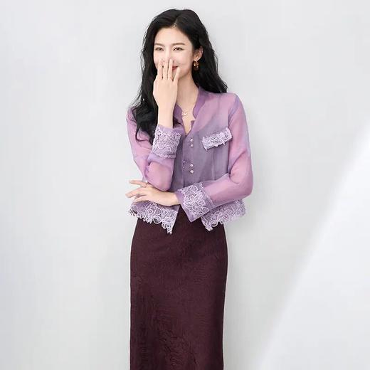 【高货wl】全新升级【铂金会员358/天猫479/差价121】(12208) 洛诗琳新中式高级感雅致真丝欧根纱上衣夏季新款时尚外套 商品图2