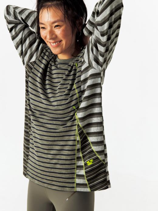 CryingCenter 条纹拼接撞色弹力运动休闲针织长袖T恤 哭喊中心 商品图5