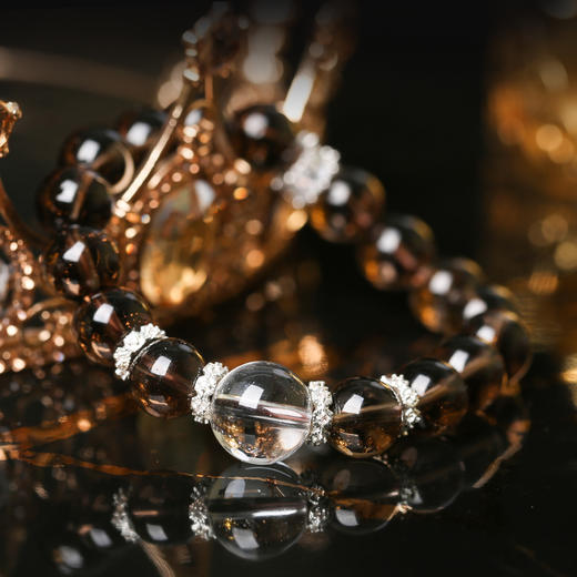 【新品】灵机生活馆茶晶白水晶手链  商品图4