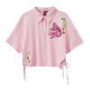 ONIARAI/鬼洗25春夏泥棒蓝女款粉红虎绣花抽褶宽松POLO衫 N840271 商品缩略图2