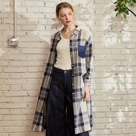 VIVIAN LIU D2443002初秋女装新款时尚翻领宽松长款长袖上衣