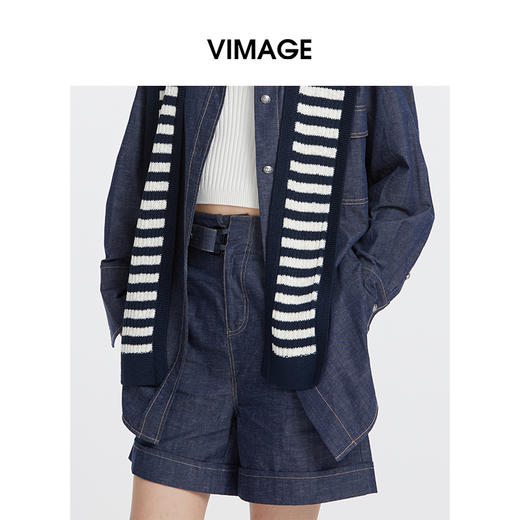 VIMAGE纬漫纪春季新款高腰显瘦休闲短裤女V2105725 商品图3
