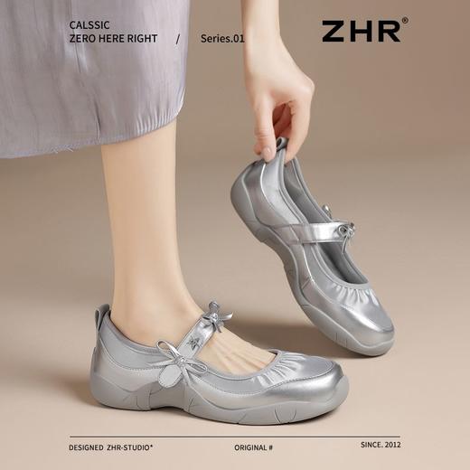 ZHR则则运动玛丽珍鞋2025新款蝴蝶结女鞋银色芭蕾鞋法式浅口单鞋 商品图8