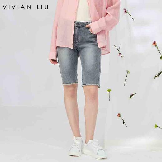 VIVIAN LIU薇薇安刘R2445012初秋女装新款斜插兜前拉链系扣五分裤 商品图0