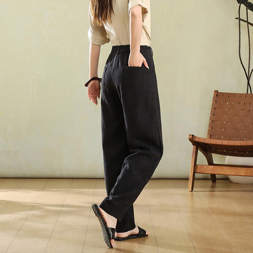 百媚生 垂感苎麻天丝萝卜裤复古宽松休闲裤灯笼裤TDA-8801 商品图2