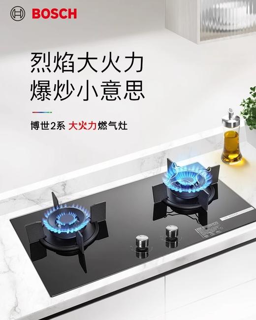 博世（BOSCH）2系5.0kW大火力 家用嵌入式双灶头燃气灶 易清洁灶头 安全熄火保护 玻璃面板 一级能效 天然气PDBJTA31MP 商品图0