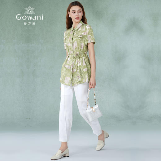 乔万尼真丝衬衫女夏新品重磅桑蚕丝16mm短袖上衣ET2C233 商品图3