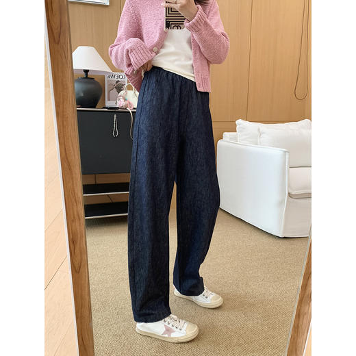 贵牌裤！2025日系双版本天丝棉麻仿牛仔弧形阔腿裤宽松休闲裤女款！ 商品图5