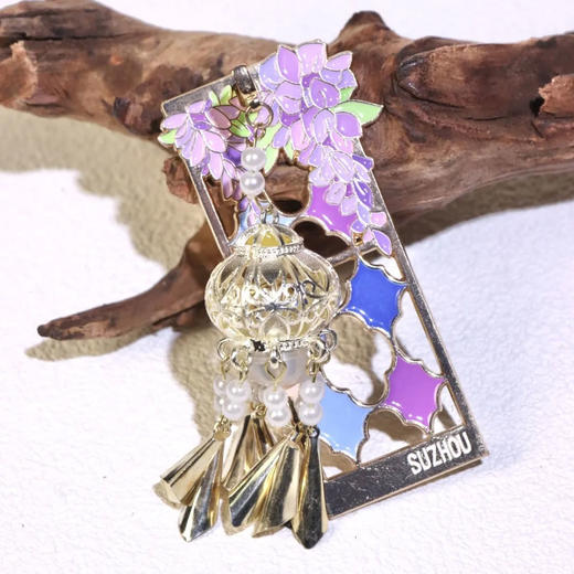 【拙政园繁香坞线下店正版】苏州园林花窗发光灯笼冰箱贴 商品图2