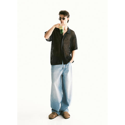 棉仓3621019001-【远空如昨】空气蓝复古水洗设计宽松立体牛仔裤 商品图2