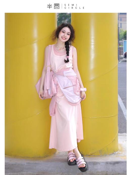 半圆/D24201065/浅粉假两件无袖连衣裙 商品图2