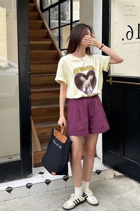 HAYES 卡通兔子印花T恤短裤套装 18176