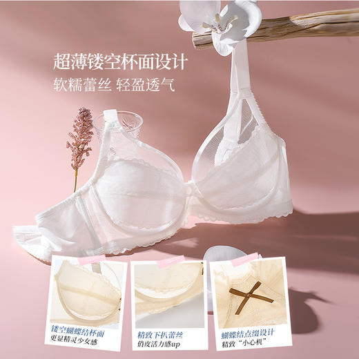 【15号积分兑换】[小精灵]大胸显小全罩杯内衣女聚拢防下垂超薄蕾丝文胸罩 商品图3