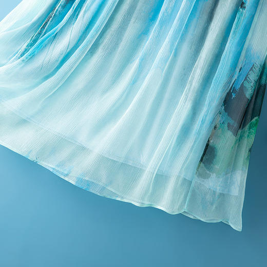 丁摩真丝半身裙女春季新款时尚洋气a字高腰显瘦桑蚕丝波西米亚旅游AL6659 商品图3