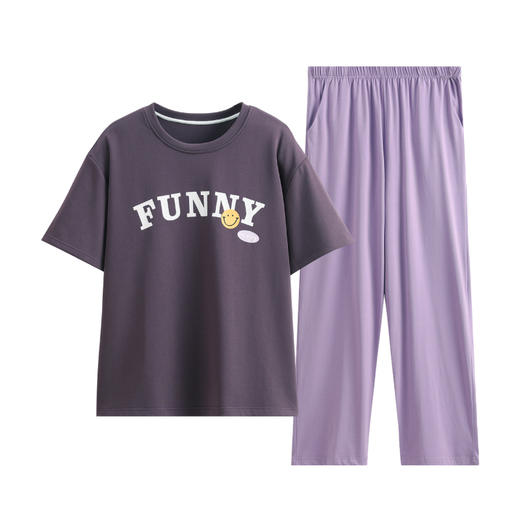 芬腾睡衣女款夏纯棉薄款短袖长裤套头全棉可爱外穿空调家居服套装 商品图0