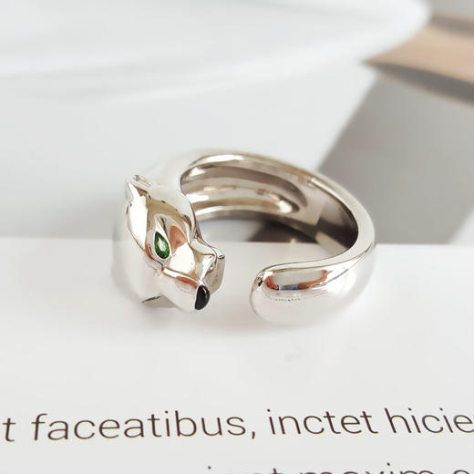 【95新】Cartier卡地亚Panthere de Cartier系列中号18K白金镶沙弗莱石榴石缟玛瑙猎豹戒指中性款现售价：26500！021220TJ01 商品图4