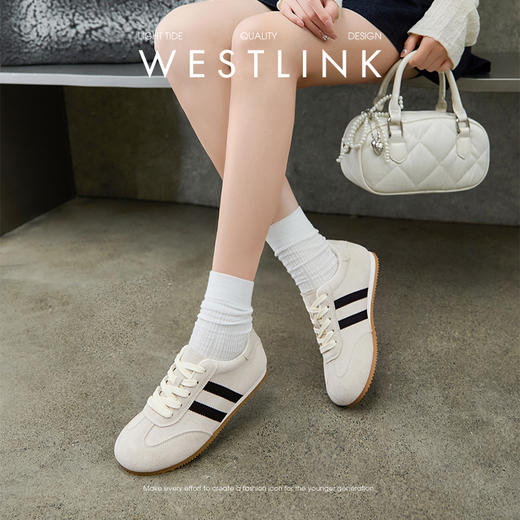 西遇棕色德训鞋女新款复古百搭休闲鞋舒适轻便软底运动鞋V0356353 商品图2