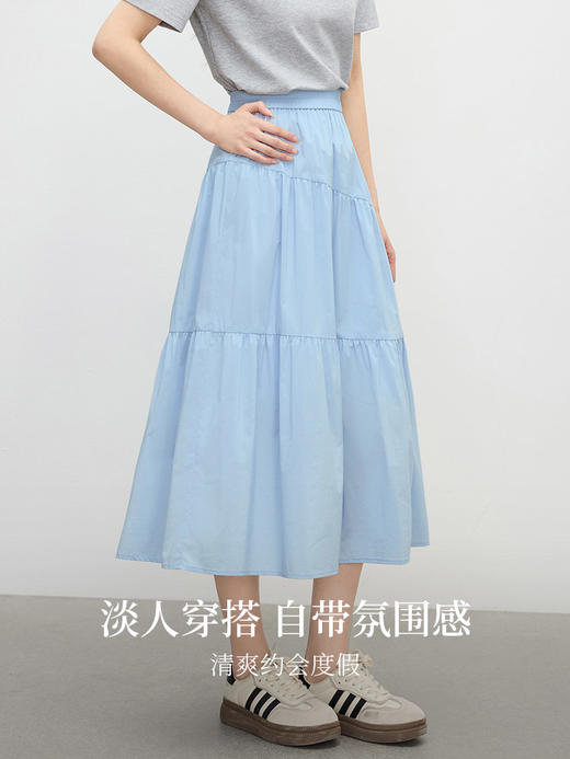 【周四狂欢价】熙世界白色a字半身裙女设计感2025春秋新款高腰宽松层叠蛋糕裙子 商品图6