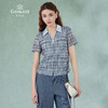 乔万尼新款衬衫女格子短袖衬衫蓝色衬衫女EM2C748 商品缩略图1