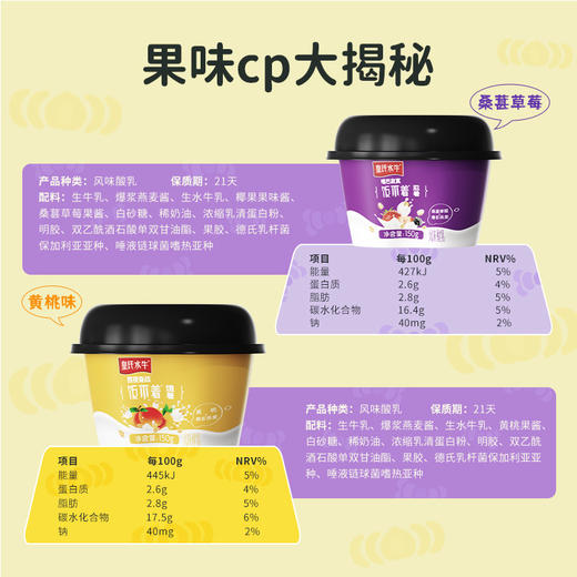 皇氏水牛 饭不着爆浆燕麦酸奶 150g*10 黄桃味  桑葚草莓味 商品图4