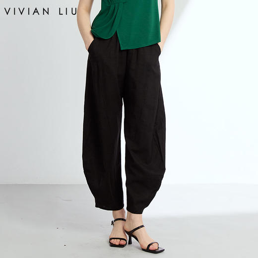 VIVIAN LIU薇薇安刘D2445005初秋女装新款时尚松紧腰显瘦休闲长裤 商品图0