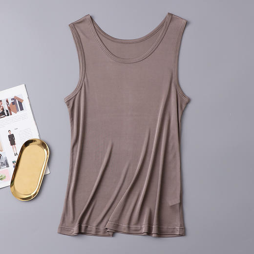 丁摩高档桑蚕丝男士背心真丝宽松夏季无袖内衣大码针织上衣宽肩AL004 商品图9