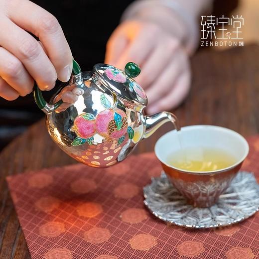 臻宝堂银壶999纯银泡茶壶足银茶具纯手工珐琅匏尊福禄寿高端茶器珐琅匏尊福禄寿150ml 商品图2