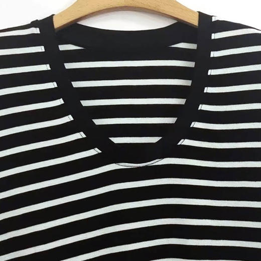 VIVIAN LIU薇薇安刘C2537302夏女装新款大U领针织条纹半袖 商品图3