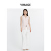 VIMAGE纬漫纪浅粉色百搭V领单排扣修身百搭马夹背心2025春季新款V2303914 商品缩略图0