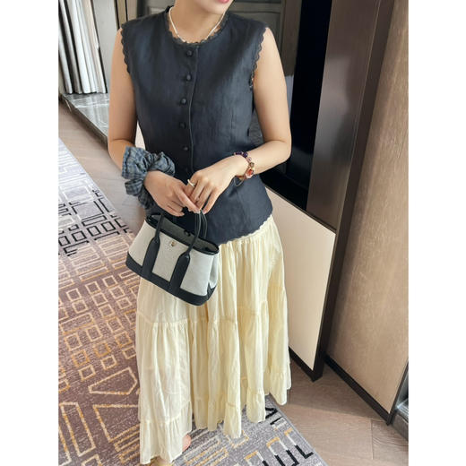 2504401    复古优雅 亚麻马甲 花边装饰 商品图10