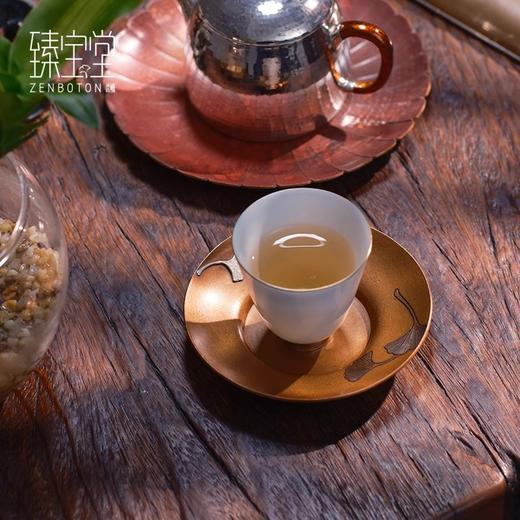 臻宝堂纯手工银杏叶雕刻经典铜托家用隔热茶托垫禅意茶蝶中式茶具银杏叶雕刻经典托 商品图3