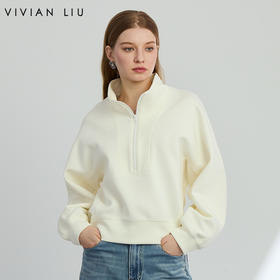 VIVIAN LIU D2447308初秋女装新款时尚立领宽松长袖针织卫衣