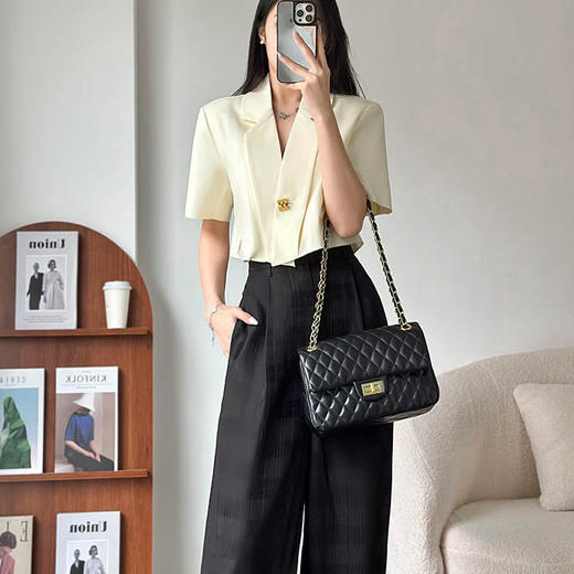 洛诗琳99827显高显瘦短款西装外套夏季短袖西装短裤两件套10331 商品图2