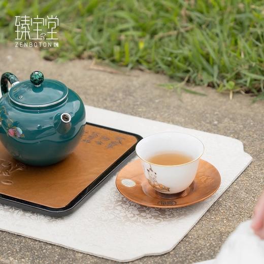 臻宝堂铜杯托纯手工雕刻吉祥茶托隔热防滑杯垫家用功夫茶具零配件吉祥杯托 商品图1