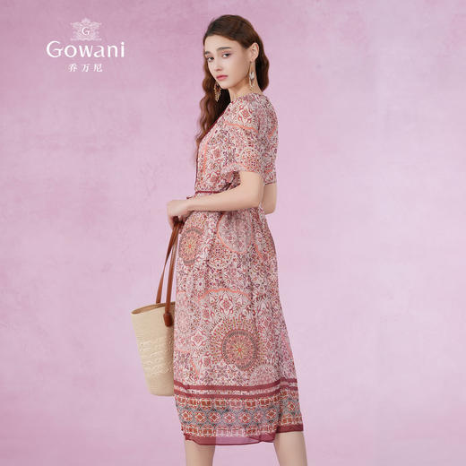 乔万尼真丝桑蚕丝连衣裙新款v领设计显瘦EM2E786 商品图4